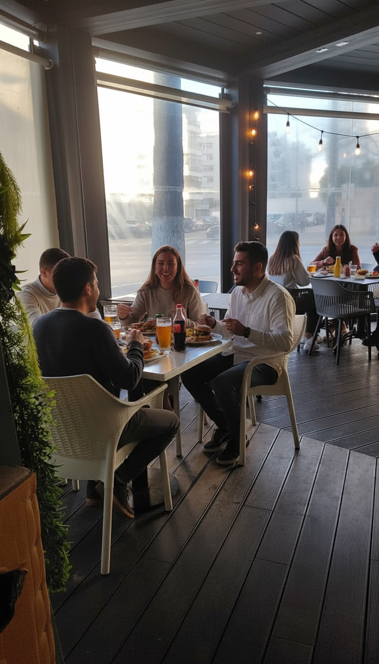 Friends dining — warm atmosphere